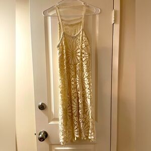 Dress Forum Beige Flower Eyelet Beige Mid-Length, Size Medium